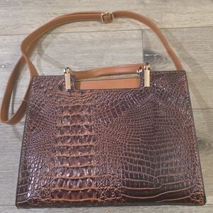 NWOT Elegant Brown Crocodile-Embossed Women's Bag